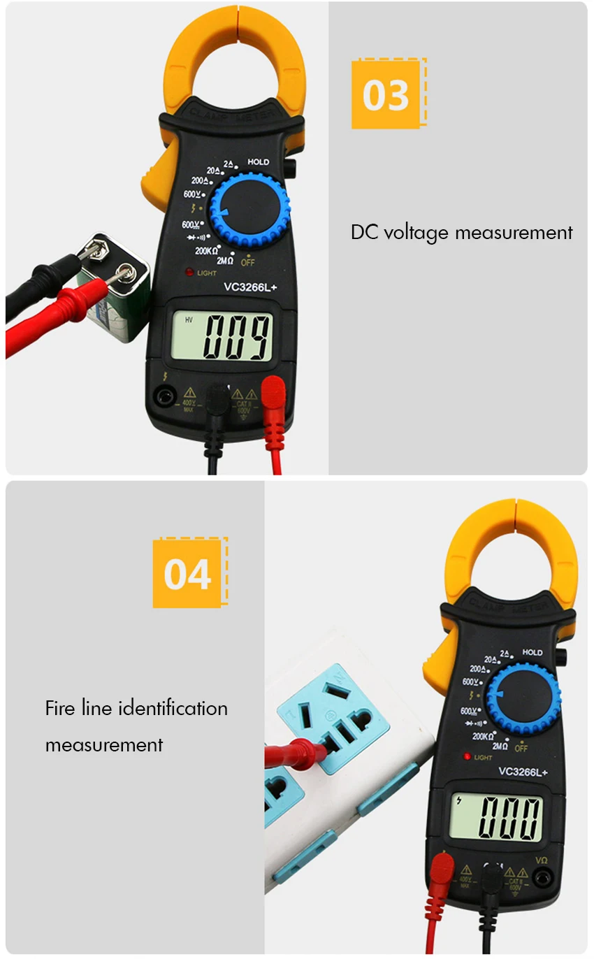 Цифровой клещи 2/20/200A AC, 600V AC/DC, 200 K/2 M ом+ идентификация противопожарной линии универсальный зажим для стола