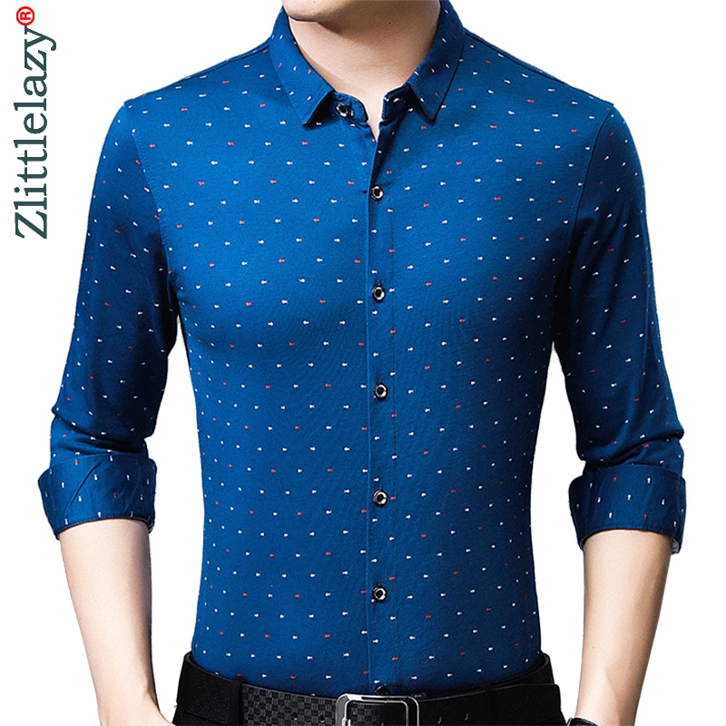 2020 Brand Casual Luxury Autumn Long Sleeve Slim Fit Men Shirt