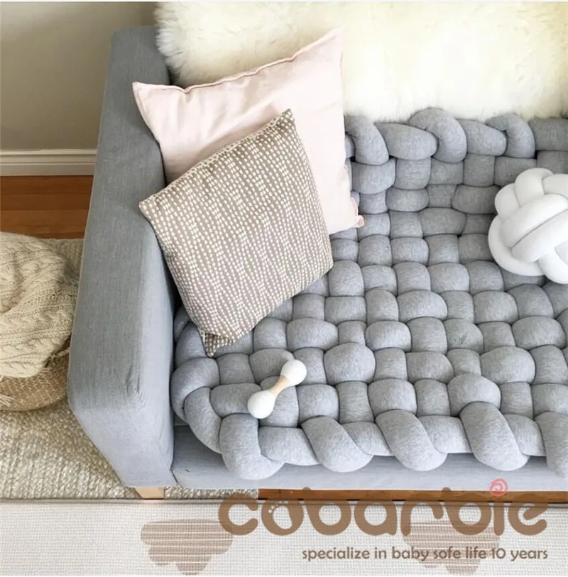 Плюшевый коврик для сна с узелком Мягкий Квадратный плетеный детской палатки