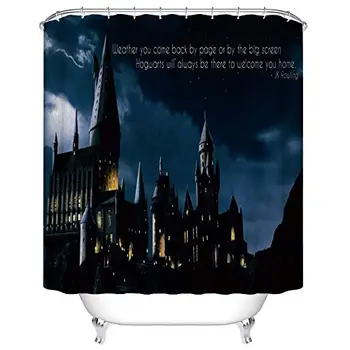 

Shower Curtain Art Bathroom Decor, Halloween Horror Castle Landscape, Bath Curtain Set, Fabric Bathroom Set with Hooks, 36W X