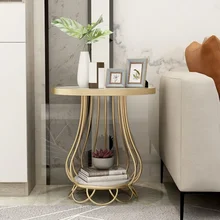 Table d'appoint en marbre en fer forgé, design nordique simpliste et créatif, meuble de luxe pour salon, canapé, balcon, table basse ronde