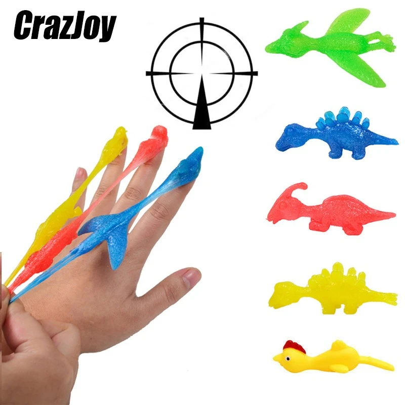 4 PIECES Sticky Stretchy Flying Rubber Chicken Finger Catapult Slingshot bird