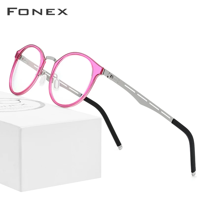 FONEX TR90 очки для мужчин и женщин винтажные круглые очки в оправе при близорукости оптические очки ретро очки без винтов по рецепту 517