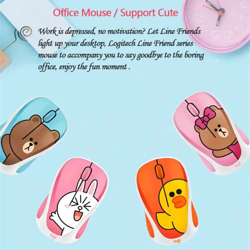 Lotech LINE FRIENDS беспроводная мышь 2,4 ГГц мини мультфильм USB приемник Оптический сенсор офисная игровая мышь для ПК ноутбука