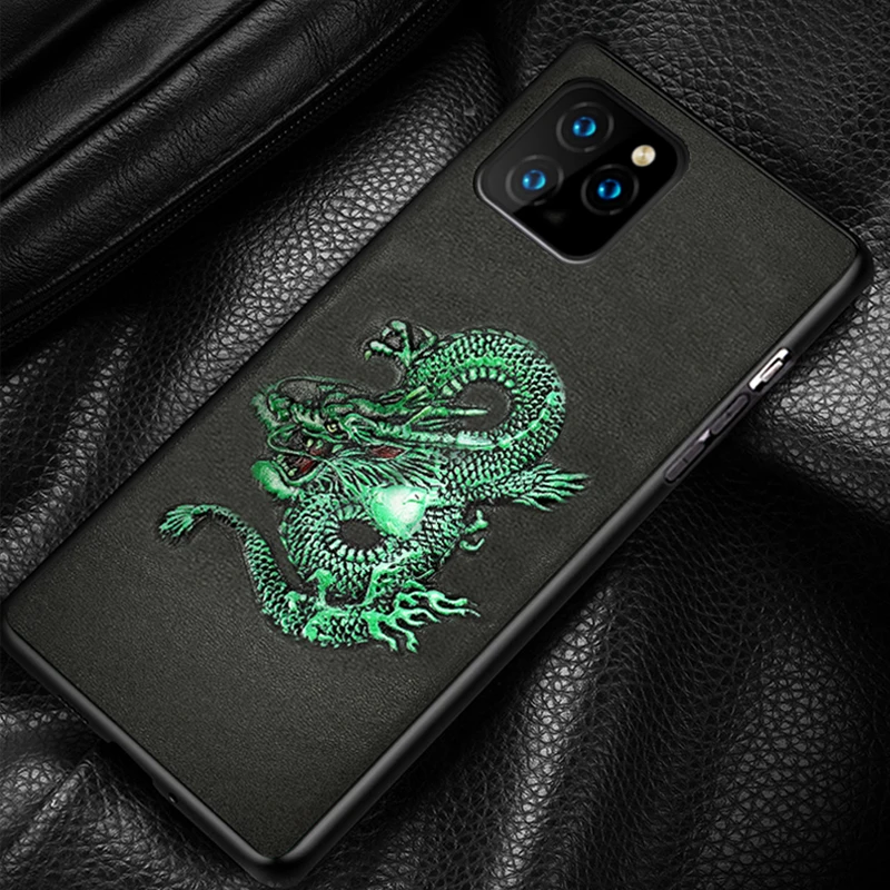 

LANGSIDI Leather 3D animal embossed Phone Case for iPhone 12 Pro Max 13 11 X XS Max XR for 8 Plus 7 Plus Anti-scratch Back Cover