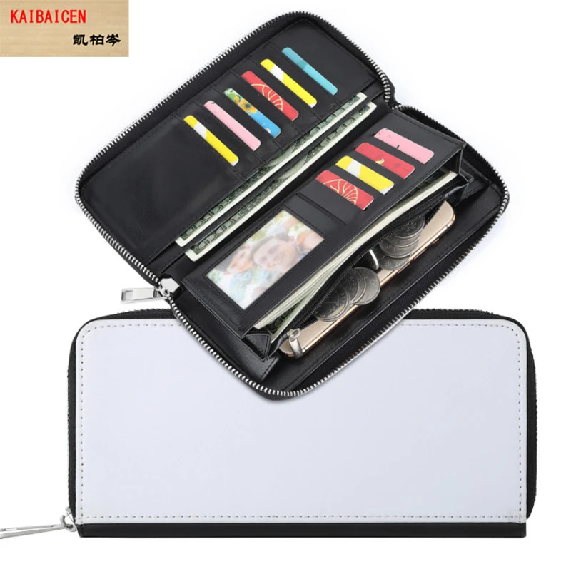 3pcs/lot Blank Sublimation Leather Wallet Purse Women Man for Hot transfer Printing Full zipper large capacity clutch products polystyrene 3d printing