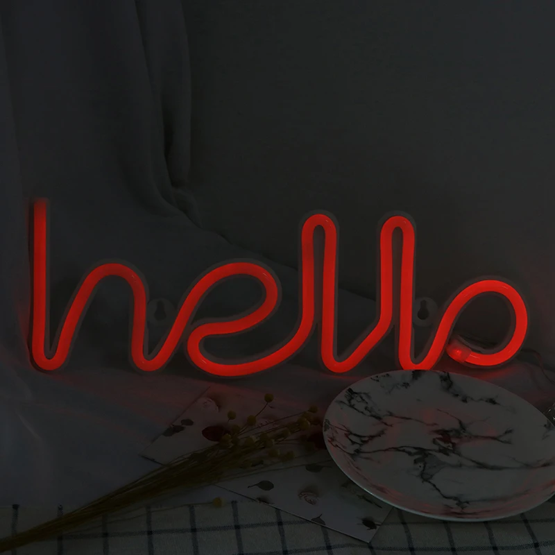 Модный ночник неоновый Алфавит Hello неоновые огни для дня рождения Свадебная вечеринка спальня настенный Декор ночник