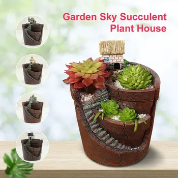 

Garden Sky Succulent Plant House Herb Planter Pot Trough Box Bed Flower Basket Resin Succulent Flower Pot Bonsai DIY Decoration