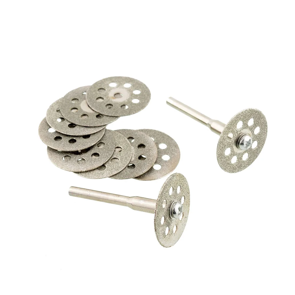 

Hot New 10PCS Mini 22mm Vented Rotary Diamond Cutting Disks+Mandrel Tools