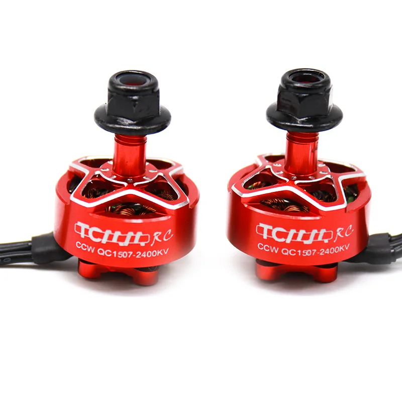 TCMMRC 1507 2400KV бесщеточный двигатель FPV RC 3-6S для RC Drone FPV Racing - Цвет: 2pcs CCW Red