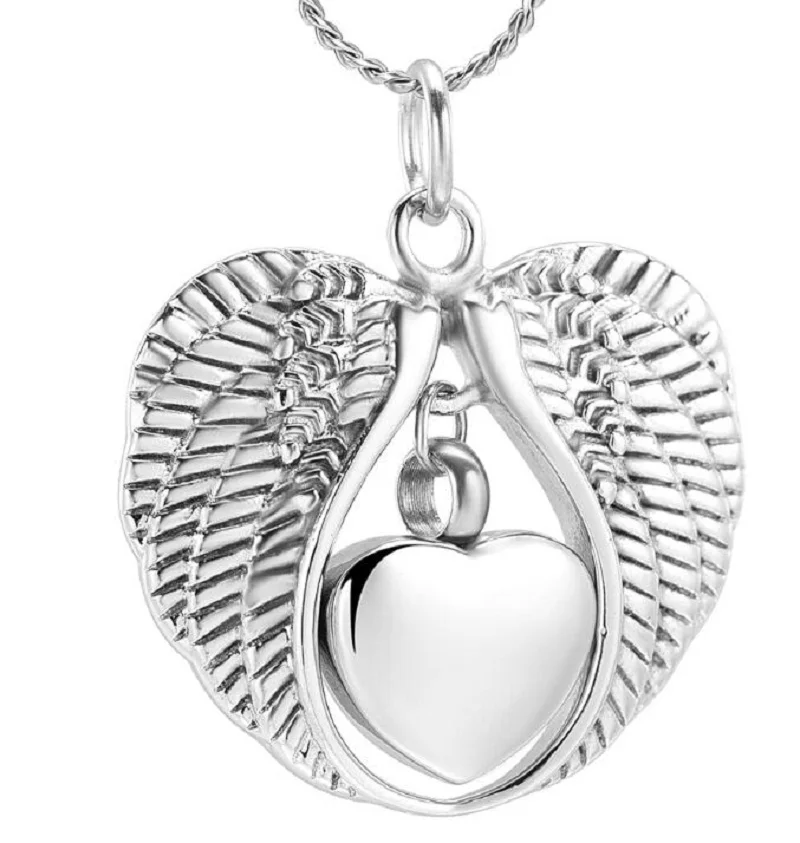 wife Кремационные украшения пепел Neckalce Крыло ангела с кулон с печатью лапы сердце подвеска с прахом умершего ожерелье для собаки кошки Keepsake - Окраска металла: wife