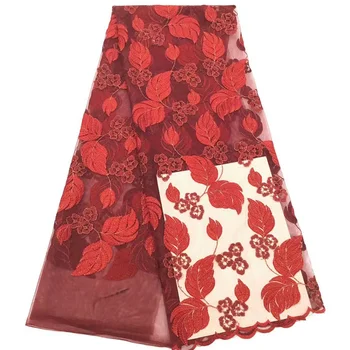 

French net lace African Tull lace for clothing ADP29 High Quality graceful leaves and flowers pattern Tulle Lace Fabric
