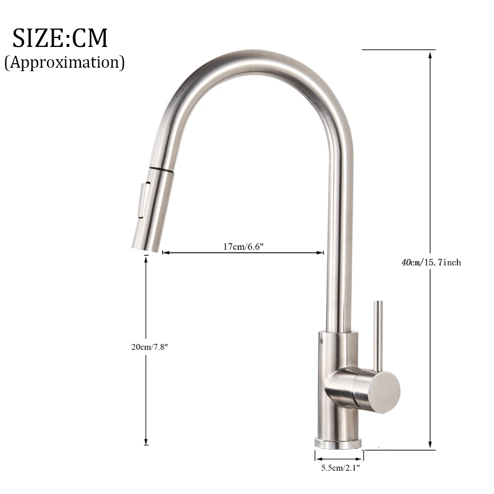 Brushed Smart Touch On Kitchen Faucet Sensor 360 Rotation Pull Out Single Handle Mixer Tap Two Water Modes Sink Crane Hot Cold kitchen faucets