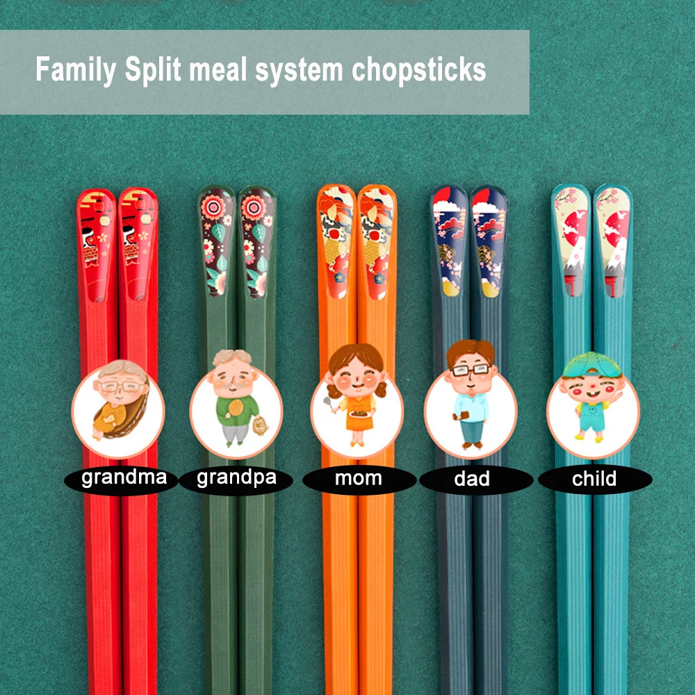 5 пар Многоразовые натуральный деревянных палочек для еды бамбуковые солнечные