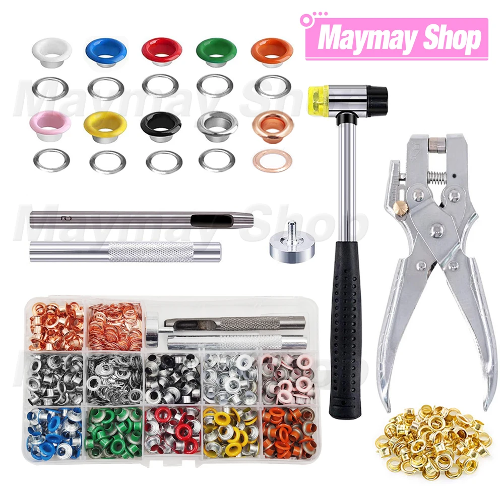 Eyelet Punch Tool Set 5mm Eyelets Grommet Kit for Leathercraft Accessories