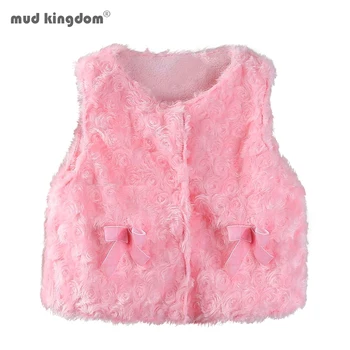 

Mudkingdom Baby Girls Faux Fur Vests Bow Button Polar Fleece Autumn Winter Tops