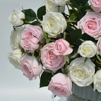 

High quality artificial rose flower home decoration 6 pcs simulation rose bouquet wedding flowers