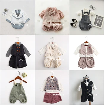 

Dvotinst Baby Boys Photography Props Gentleman Clothes Hat Bonnet Outfits Set Fotografia Costume Studio Accessories Photo Props