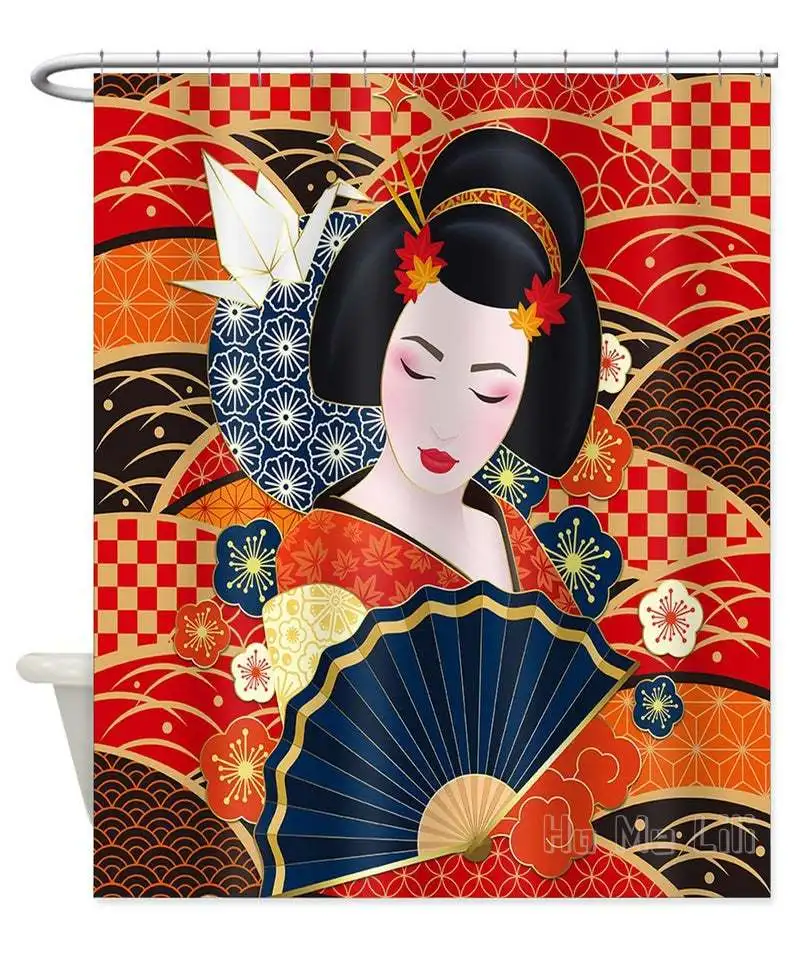 

Geisha душевая занавеска японский декор для ванной водонепроницаемый занавеска для ванной s