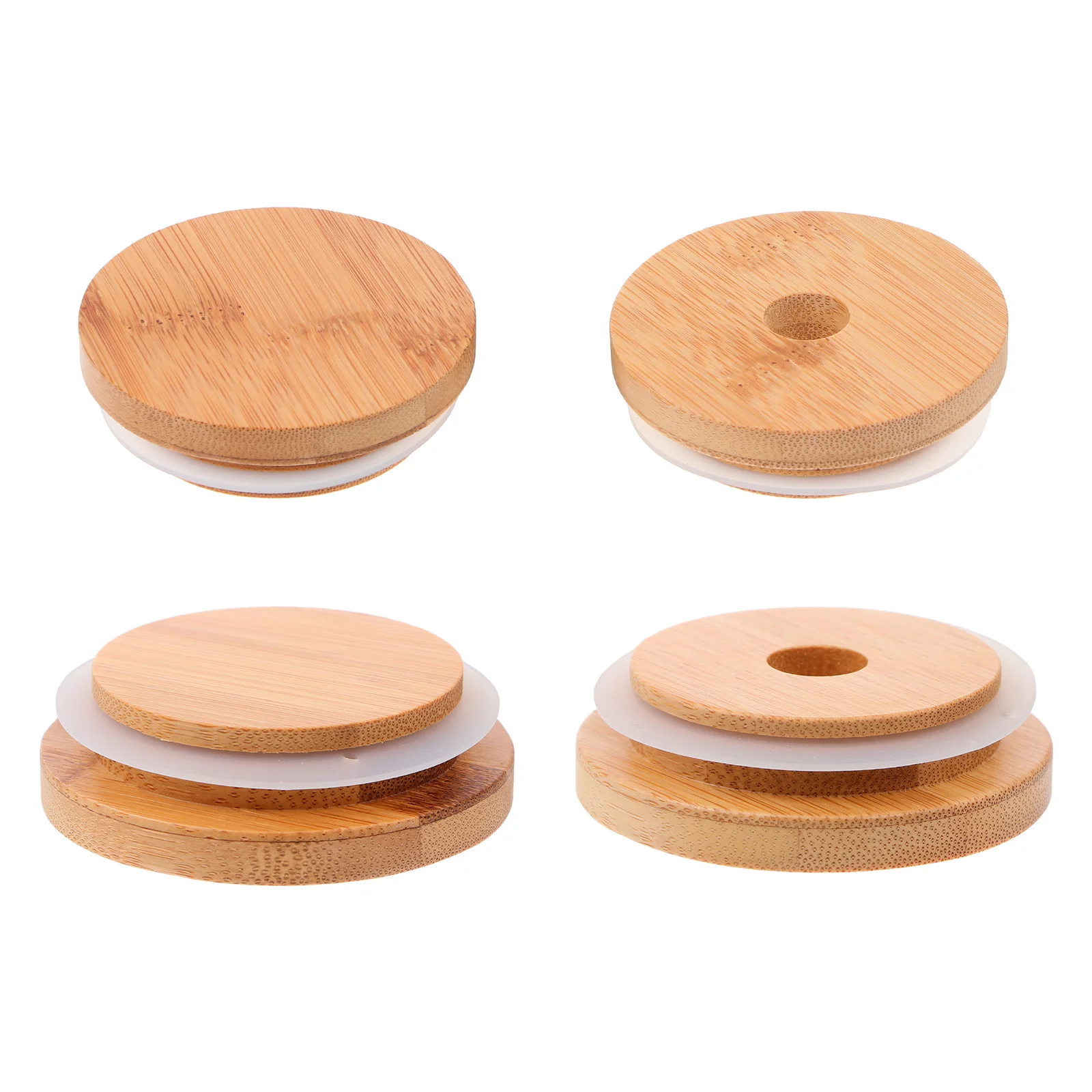 1 Set 4Pcs Durable Bamboo Bottle Covers Practical Lids (Log Color) | Дом и сад