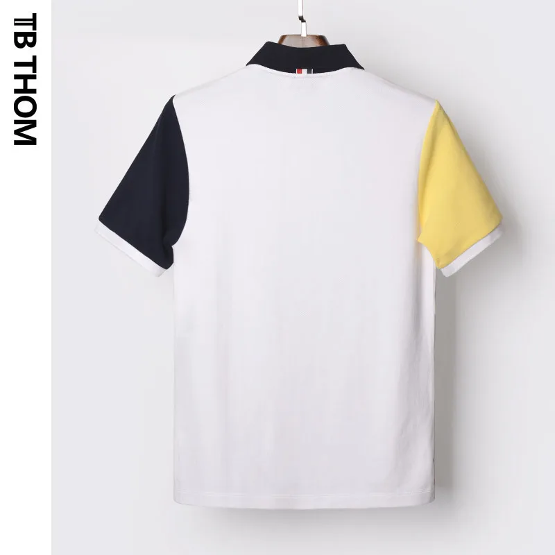 Мужские рубашки поло контрастных цветов с коротким рукавом и карманами