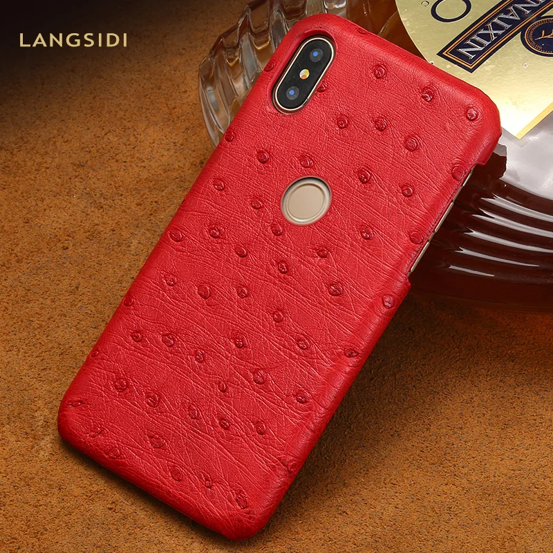 

Natural Ostrich Leather Case For Xiaomi Mi 9 9T Pro 8 8se 9se 8Lite A3 Phone cover For Redmi K20 K20 pro 7 7A 6 note 7 4x Luxury