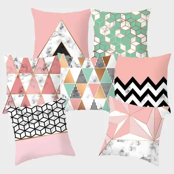 

Nordic Marble Geometric Decoration Polyester Cushion Cover Pillowcase Glod Black Decorative Pillows Cushions for Sofa 45*45