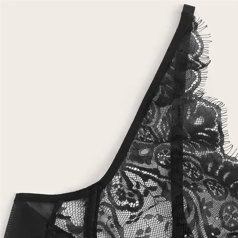 Лидер продаж, модное сексуальное нижнее белье, ночное белье, удобный женский большой корсет, Черная кружевная сексуальная пижама на косточках, комплект нижнего белья 661SW10