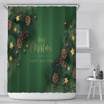 

Bell character waterproof and fog proof creative Christmas Style Shower Curtain modern design polyester warm home shower curtain
