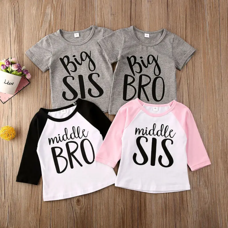 

Famliy Matching T-shirt Newborn Middle Sister Brother Baby Boy Girls Kid Tops Tee Shirt Cotton Outfits Clothes