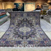 Yilong 8,4 'x12 'персидская шерсть шелковые ковры ручной работы большой размер шерстяной ковер галерея(ZSH010WS