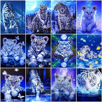 

AZQSD Oil Painting By Numbers Tiger DIY Unframe Home Decoration Pictures By Numbers Canvas Kits Animal Handpainted Gift