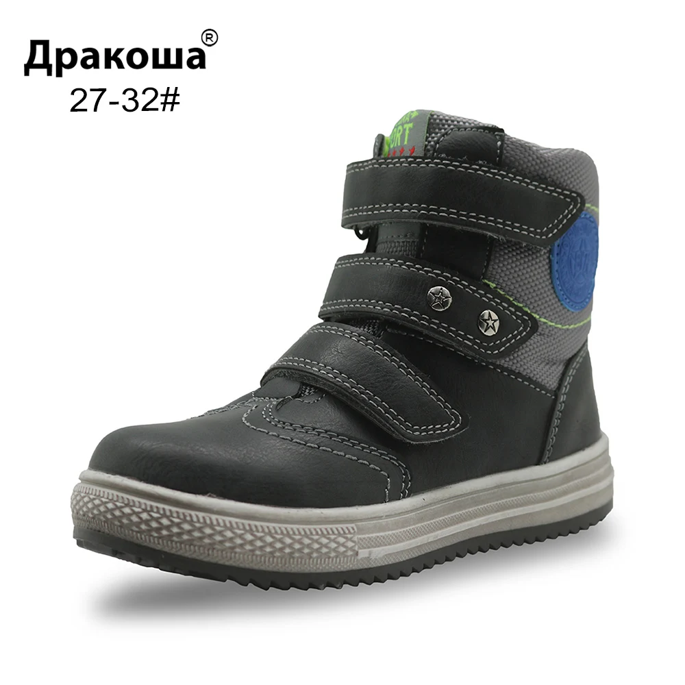 Apakowa/осенне зимние ботинки Детская обувь из искусственной кожи Однотонные