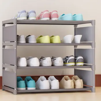 

Four Layers Non-woven Cloth Simple Shoe Rack Multi-purpose Shoe Cabinet Books Shelf Toy Plants Storage Shelf Organizer Furniture