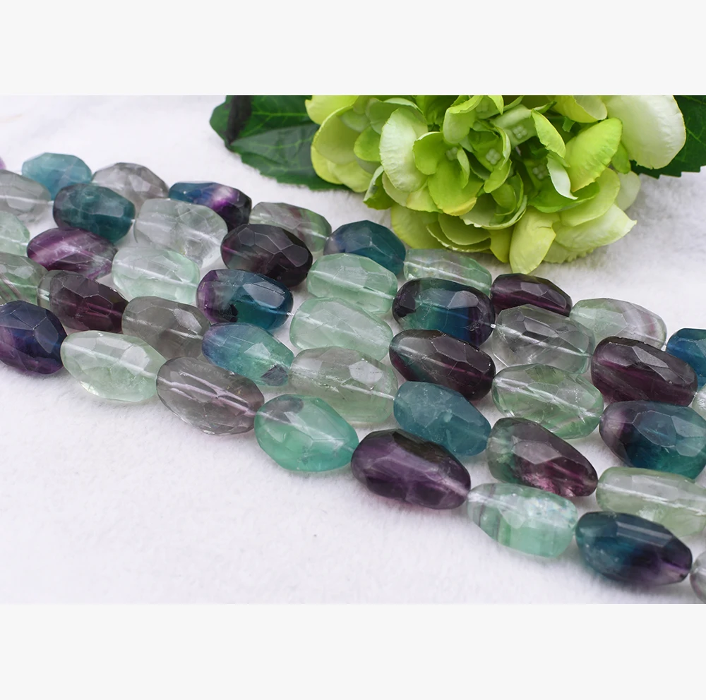 

15X20mm-18X25mm Natural stone Colorful Fluorite Faceted Oval Loose Bead For DIY necklace bracelet jewelry make 15 "free delivery