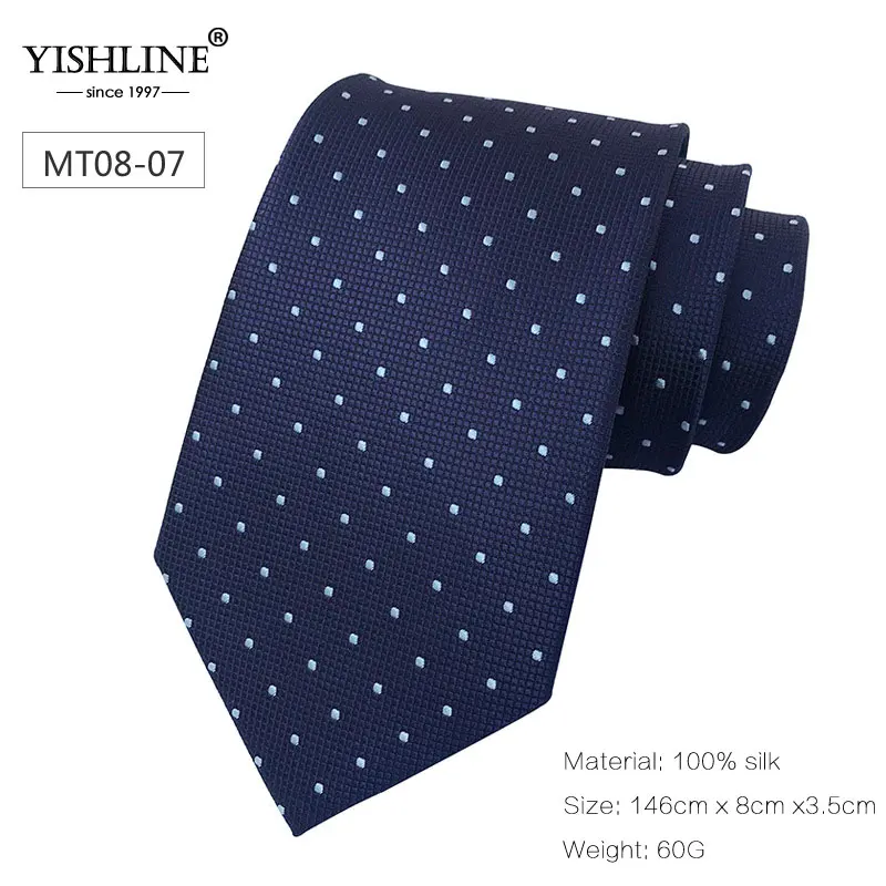 MT08-7 YISHLINE, новинка, 8 см, мужской галстук, шелковые галстуки, одноцветные, в горошек, мужские свадебные галстуки, мужские галстуки для жениха, галстук, самозавязанный, стрелка, Осень-зима, 20 стилей - Цвет: MT08-7