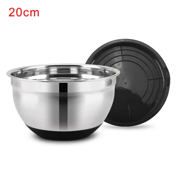 

Stainless Steel Kitchen Utensil Tableware Non-Slip Mixing Bowl Thickened Silicone Bottom Food Container W/Lid