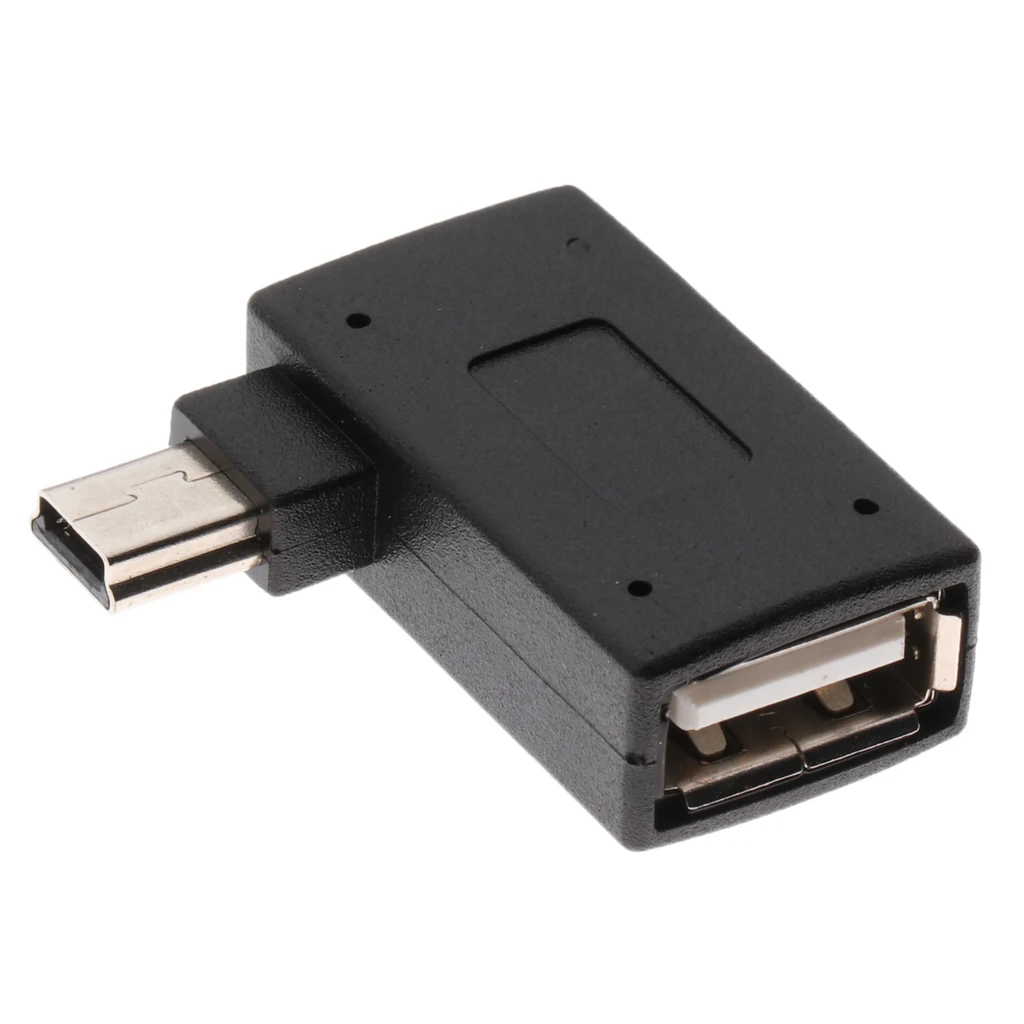 Right Angle Micro USB2.0 Male to USB Female OTG Host Adapter for CellPhone Black