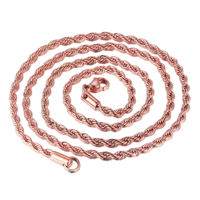 Stainless Steel Necklace For Men Women Braided Rope Chain Choker Necklace Jewelry Gold Color Neck Metal Jewelry Gift