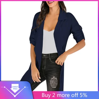 

2019 Winter Women Clothes Ropa Mujer Fashion Solid Outerwear Pocket Jackets Loose Cardigan Long Sleeve Trench Coats Płaszcz #C11