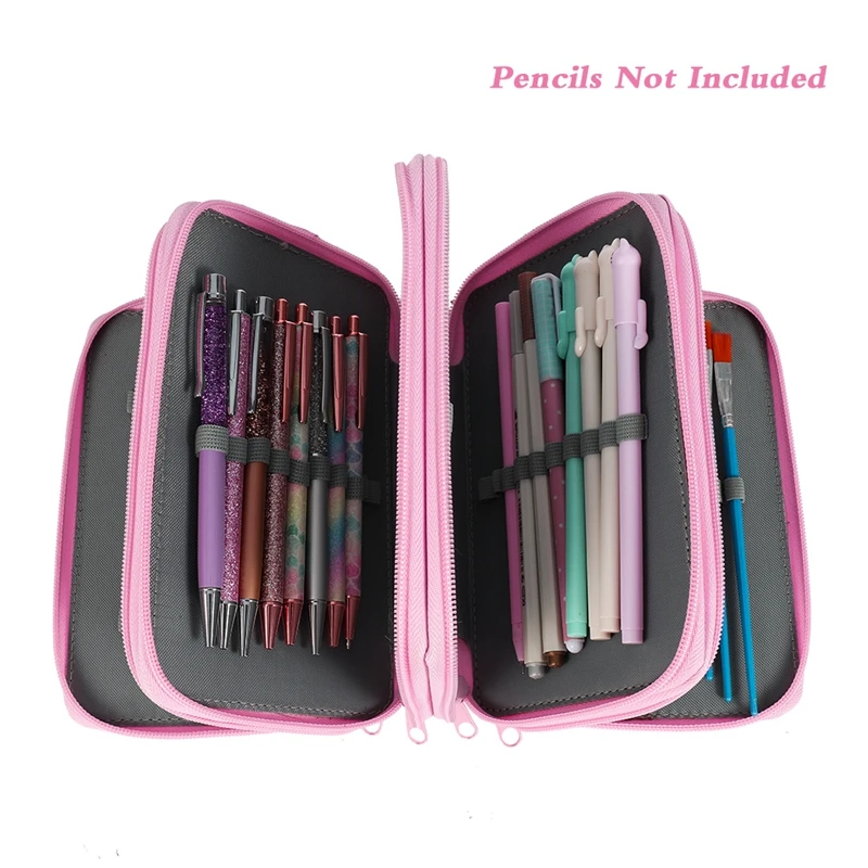 

Pure Square Sketch Color Lead School Pencil Case Large Zipper Pen Bag Four Multi Layers Boy Girls Set Box Stationery Pouch