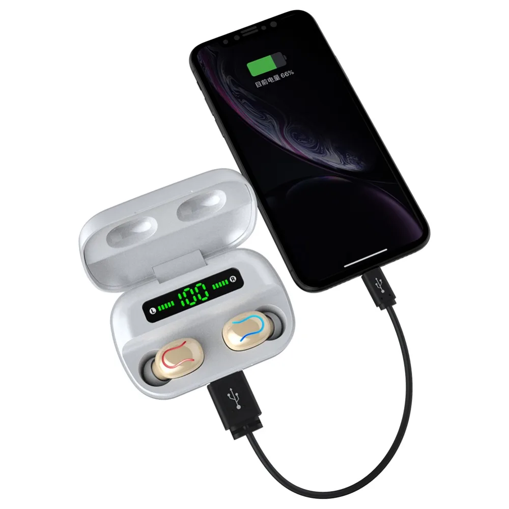 TWS Bluetooth беспроводные наушники BT 5,0 в ухо стерео бинауральные цифровой дисплей наушники мобильный энергосберегающие свободные руки
