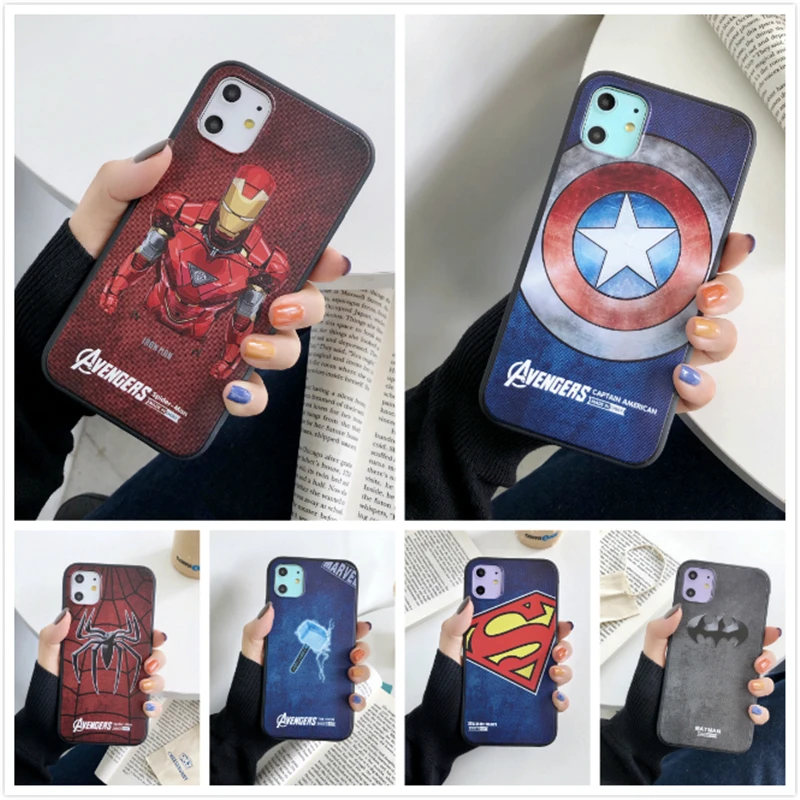 

Luxury Marvel Batman Sprideman Avengers Soft TPU Phone Cases For iPhone 11 Pro MAX XS MAX 7 8 6 6s Plus XR XS Cover Capa Funda
