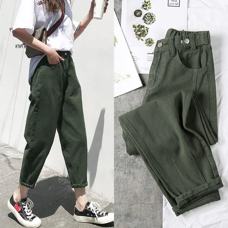 Vangull Loose Women Jeans Candy Color High waist Harem Pants solid Female Denim Pencil Pants Lady Winter Ankle-Length Trousers Vangull Loose Women Jeans Candy Color High waist Harem Pants solid Female Denim Pencil Pants Lady Winter Ankle-Length Trousers
