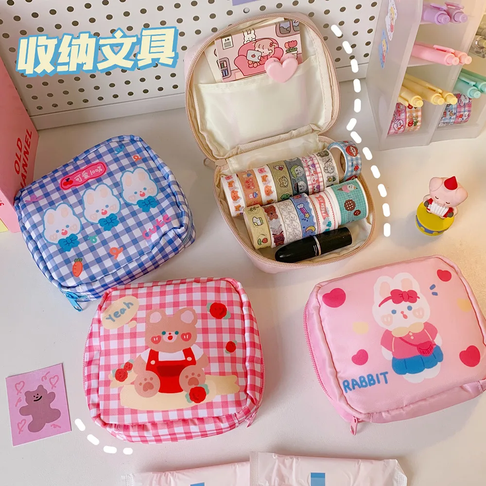 Portable Cute Small Travel Colorful Mirror Makeup Bag Cosmetic Organizer Tote Bag for Kids Women Toddler Teens Little Girls