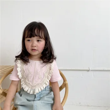 

2020 Best Selling Baby Girls Lace Patchwork T-Shirt Summer Kids Girls Top Tees Girl Clothes 1-7 Years