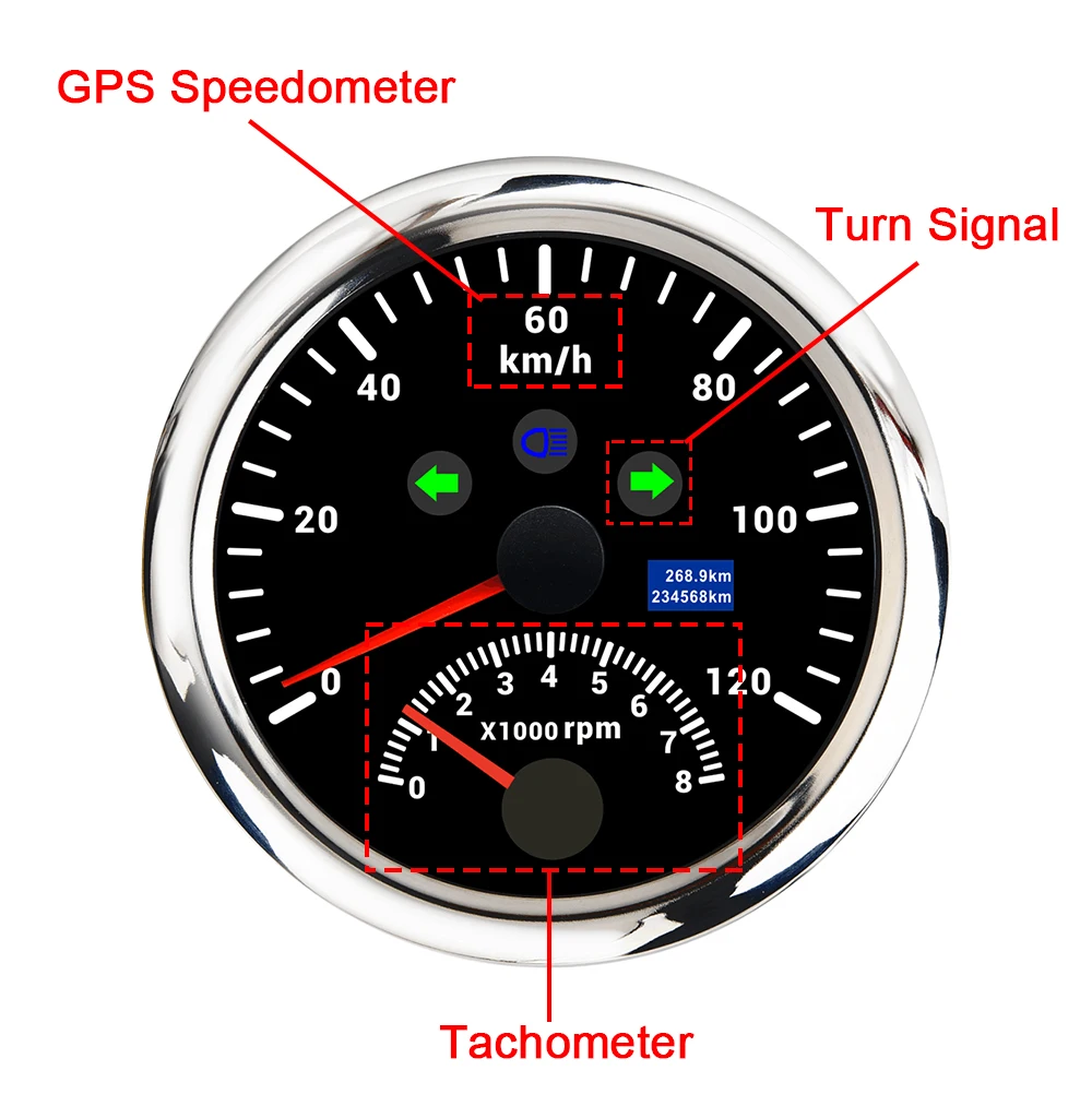 85mm 200km/h Digitaler GPS Tachometer Tacho Kilometerzähler für