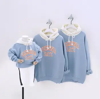 

New Arrive Fashion Street Hoodies Sweatshirts Family Matching Outfits for a Family of Three Korea Letters Hooded Clothes