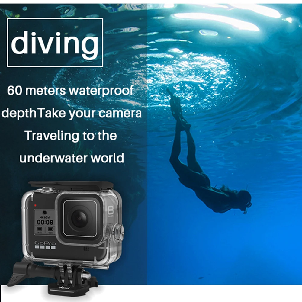 Ulanzi G8-1, 60 м, водонепроницаемый чехол для дайвинга, чехол для Gopro Hero 8, черная клетка, аксессуары для подводной съемки, W объектив, Цветной фильтр, адаптер
