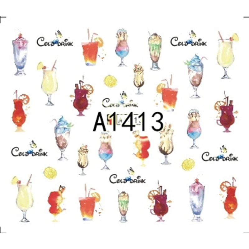 GAMBELLE Summer 25 Designs Nail Water Sticker Set Fruit Lemon Slider Nail Art Transfer Decal Colorful 3